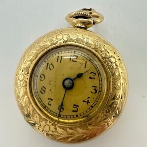 Antique 1900s Edwardian Swiss solid 14kt gold case 15j manual pocket watch 11g